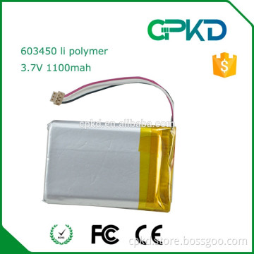 2016 hot sale 3.7v 1000mAh Li-Polymer battery 603450 lipo battery pack